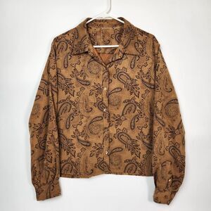 Western Wear Shirt Womens M Phoebe Buffay Suede Paisley All Over Print Wild West
